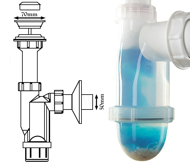 Bathroom Kitchen Single Bottle Drain Waste Trap with Transparent Body Casing