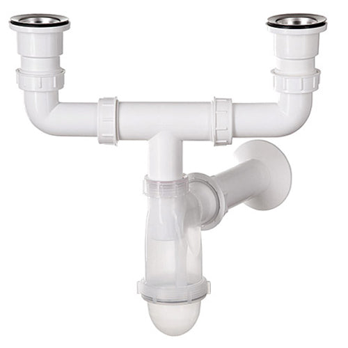 Bathroom Kitchen Double Bottle Drain Waste Trap with Transparent Body Casing