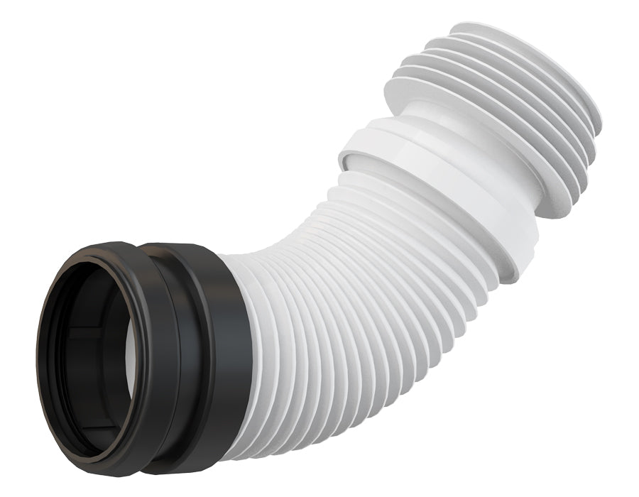 90/110mm Toilet Elbow Flexi Waste Connector Universal Range Plastic Flexible