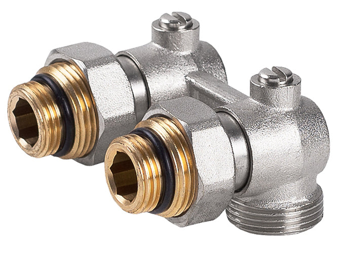 Angled Double Shut-off Heater Valve Bottom Water Entry Downside Inlet