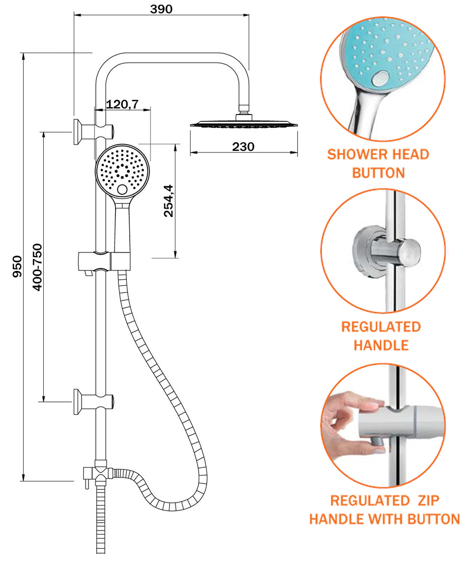 Pink/Chrome Shower Rainfall Bathroom Set Column Stainless Steel
