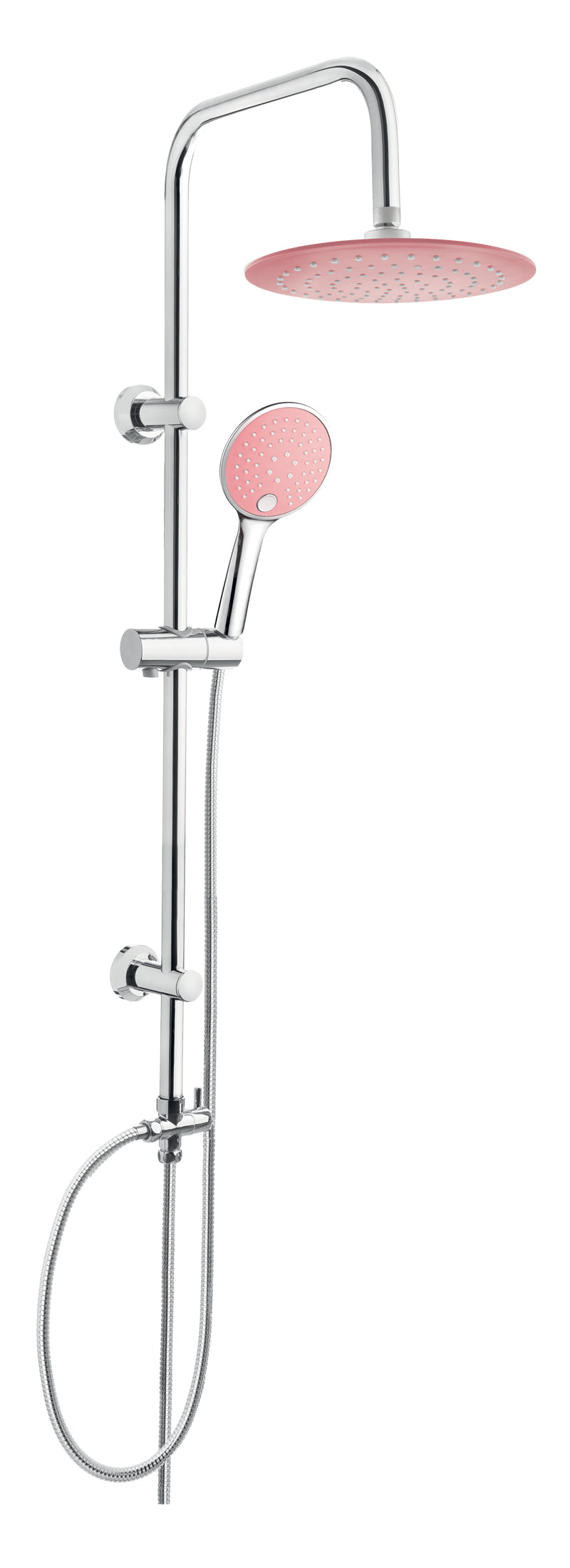 Pink/Chrome Shower Rainfall Bathroom Set Column Stainless Steel