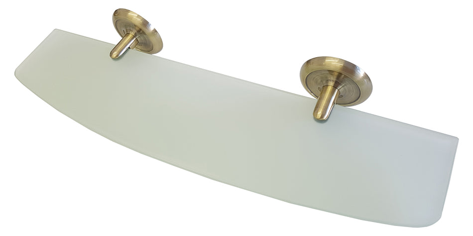 Mirror Ledge Tempered Glass Shelf 505mm Retro Bathroom Antique Brass Endings
