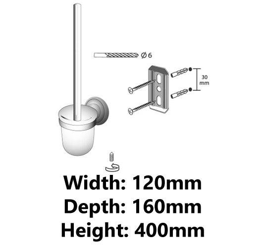 Ecru Ceramics Cup + Toilet Cleaning Brush Retro Bathroom Antique Brass Wall Mounted