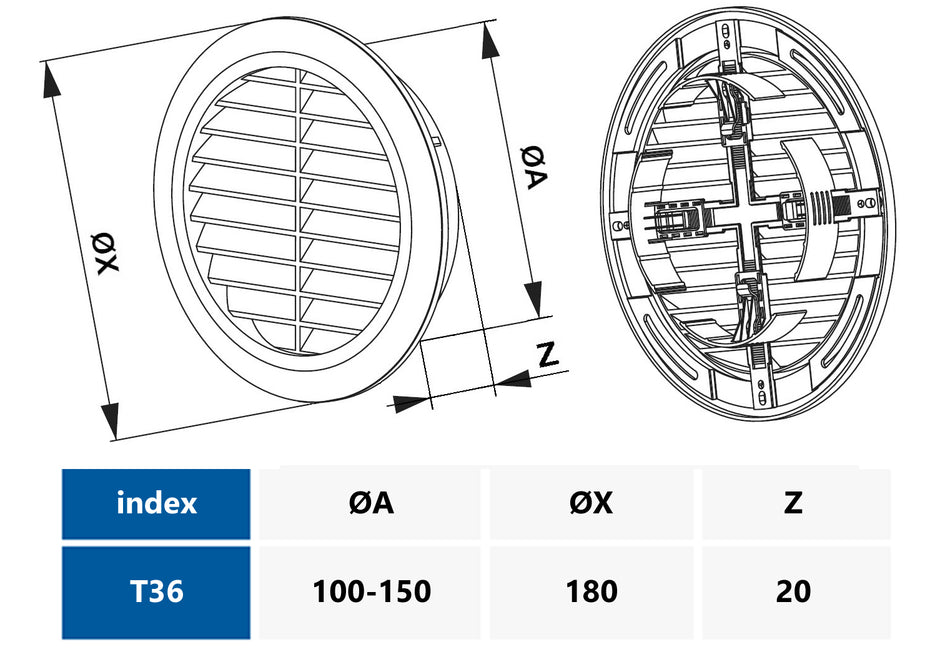 100-150mm Adjustable Wall Ventilation Grille Cover with Anti Insect Net
