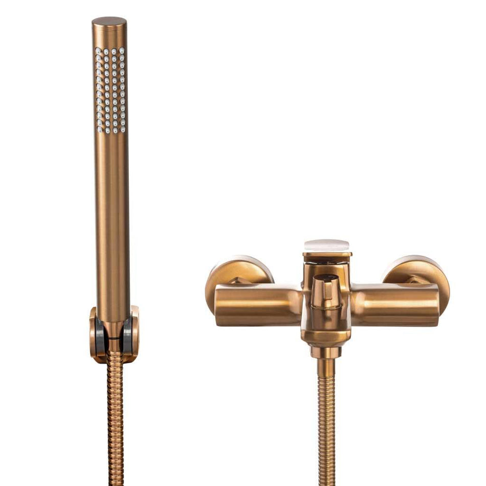 Wall Mounted Bath Tap Copper Bronze NERI PLUS with Shower