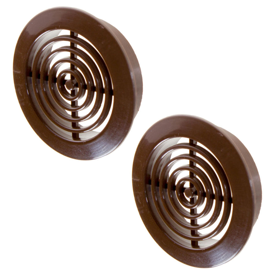 45mm Hole 2x Brown Round Door Air Vent Grille Woodwork Furniture