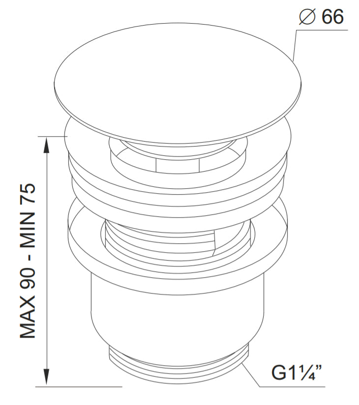 Antique Brass Slotted Round Button Waste Basin Plug Click Clack Retro Bathroom