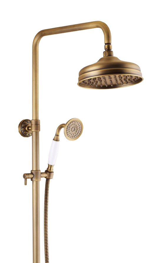Retro Brushed Bath Shower Mixer Tap Panel Wall Mounted Rainfall Antique Brass
