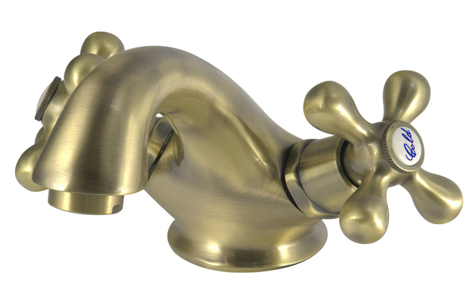 Elegant Standing Solid Antique Brass Bathroom Tap with Ancient Retro Heads