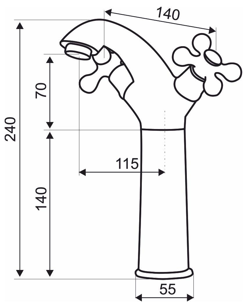 Elegant Tall Standing Antique Brass Bathroom Tap with Ancient Retro Heads