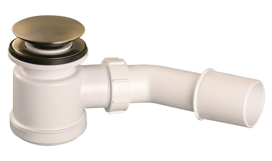 Shower Tray Click-Clack Drain Waste Trap 50mm Antique Brass Cap Easy Cleaning