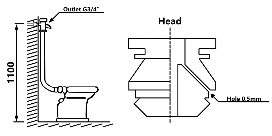 Toilet Flushing Valve Old Type WC with Lever 3/4" BSP Chrome Plated Brass