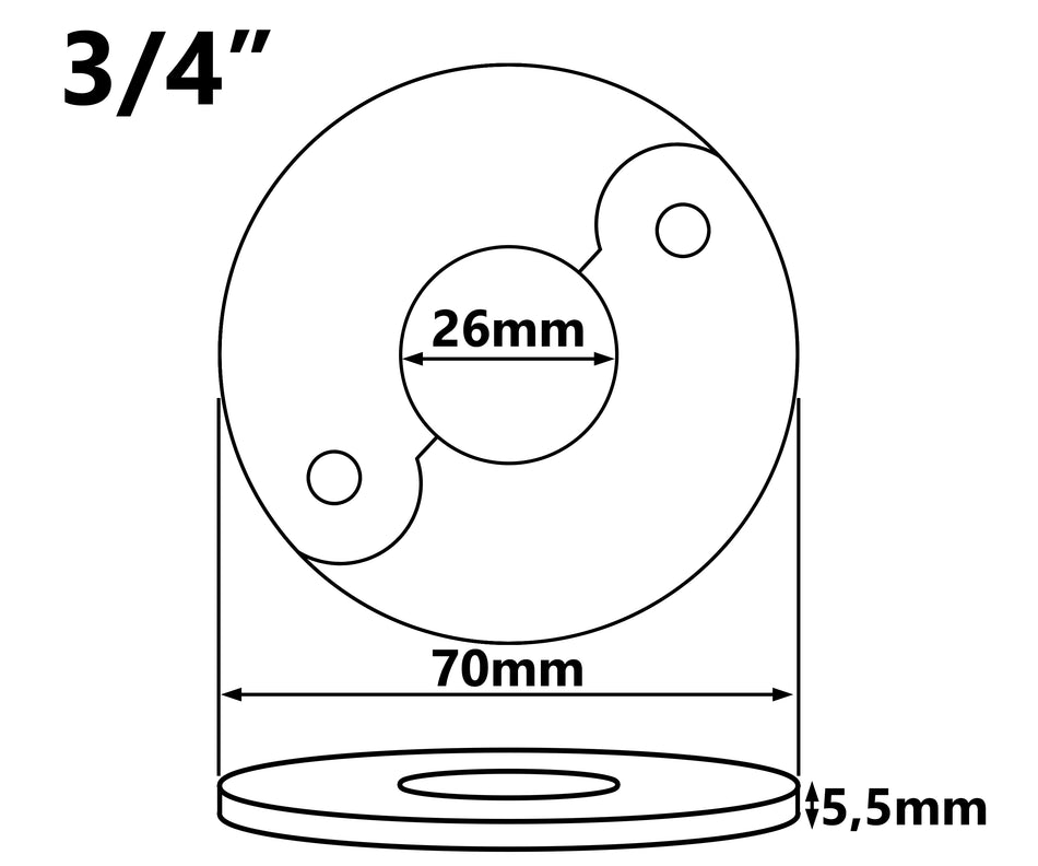 26mm (3/4") Split Two-Piece Collar Chrome Plated Steel Valve Hole Cover Tap Rose