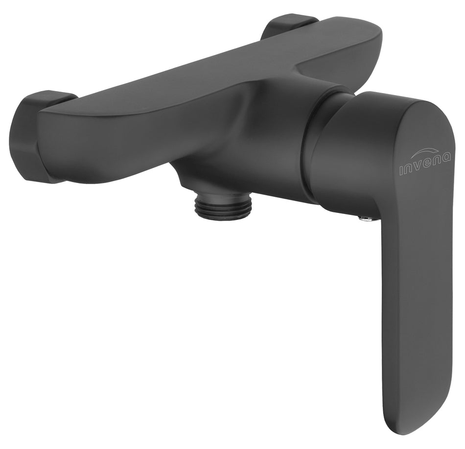 Bathroom Shower Wall Mounted Mixer Single Lever Tap Black Powder Coated Brass