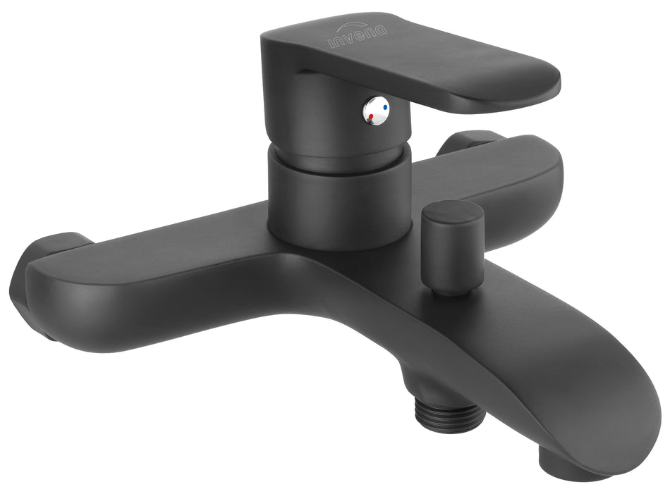 Bathroom Bath Wall Mounted Mixer Single Lever Tap Black Powder Coated Brass