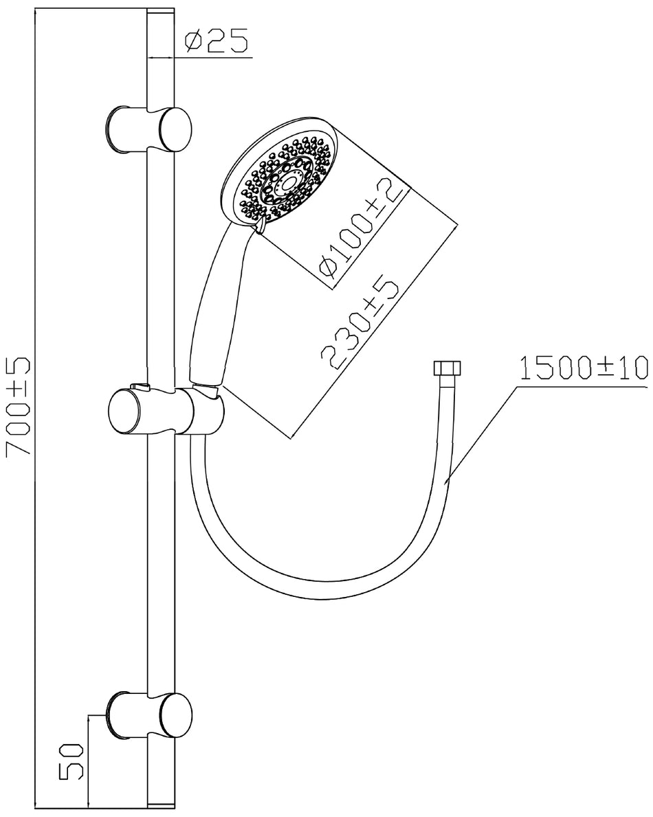 Bathroom Set Showering Column Shower Head Black Powder Coated Stainless Steel