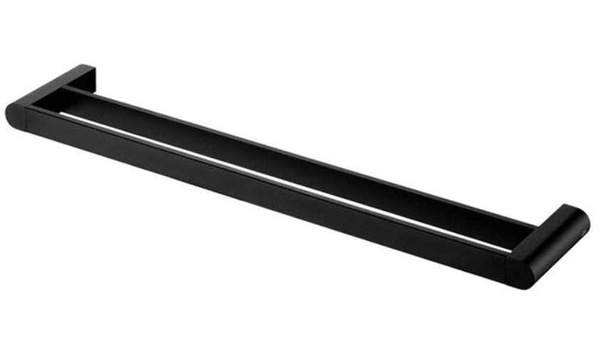 Double Towel Bath Bar Hanger Wall Mounted Bathroom Black Powder Coated Zamak