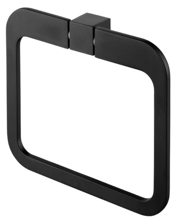 Wall Towel Ring Round Dressing-Gown Hanger Bathroom Black Powder Coated Zamak