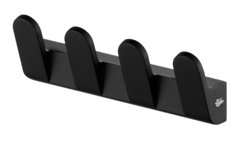 4-Hook Quad Hanger Wall Dressing-Gown Towel Bathroom Black Powder Coated Zamak