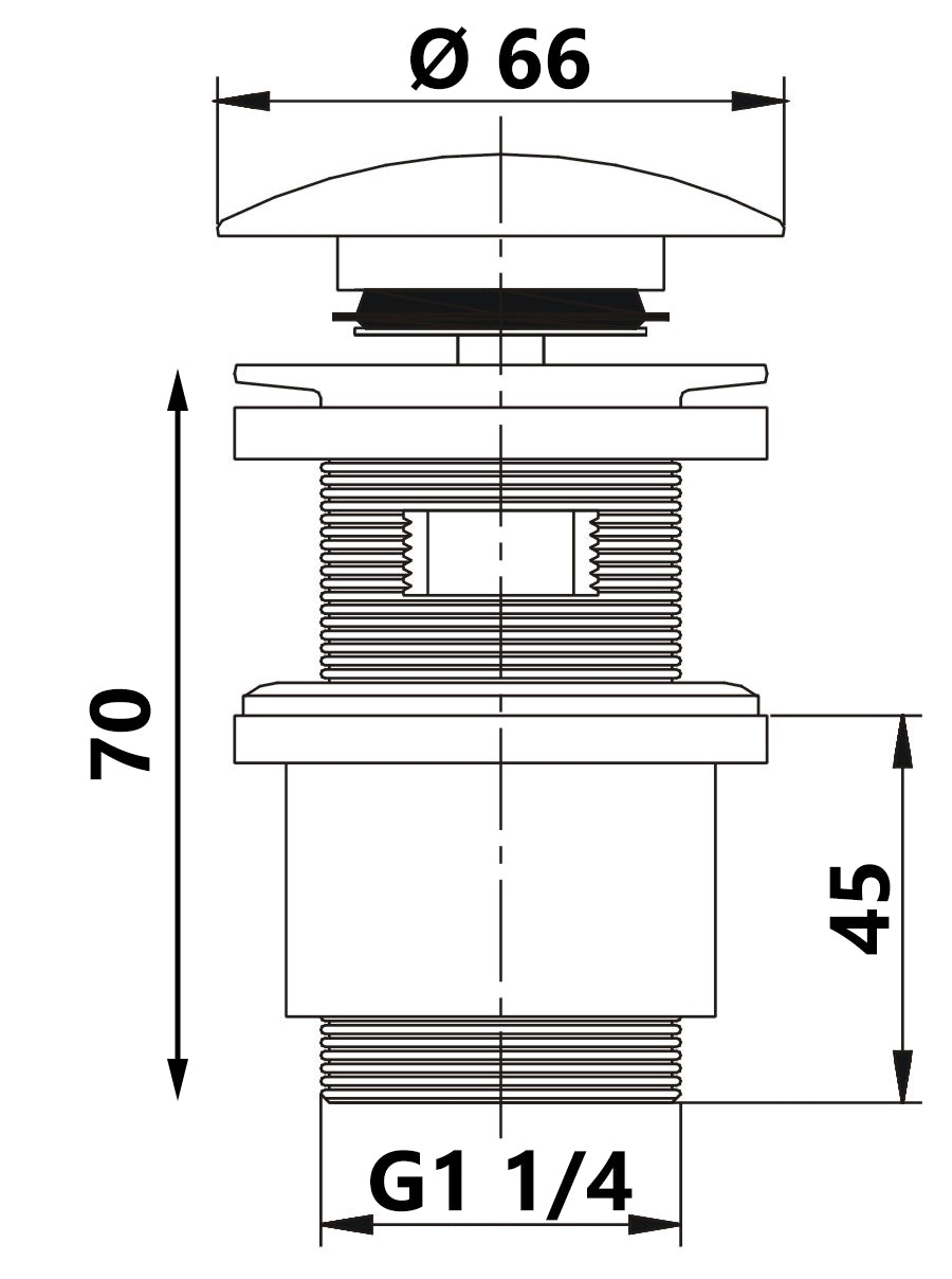 Black Powder Coated Brass Slotted Button Waste Basin Plug Sink Click Clack