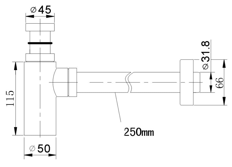 Black Powder Coated Brass Waste Bottle Trap Drain Siphon Basin Sink 5/4"
