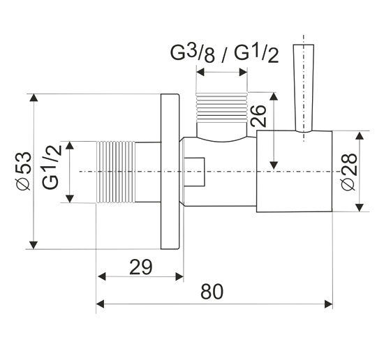 1/2" x 3/8" BSP Black Powder Coated Brass Ceramic Angled Water Modern Valve Basin Sink