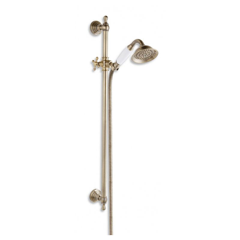 Retro Nostalgia Antique Brass Metal Plastic Shower Colum Set with Sliding Head