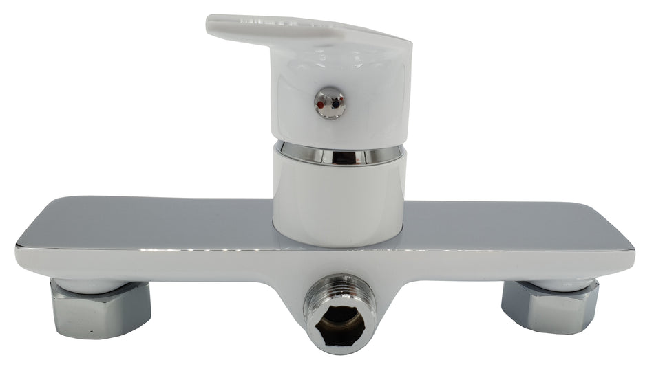White/Chrome Bathroom Shower Elegant Wall Mounted Mixer Single Lever Tap