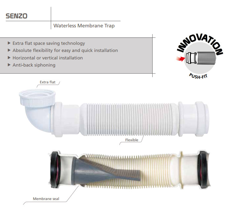 5/4" Inch Space Saving Flexible Waterless Membrane Drain Waste Trap Replacement