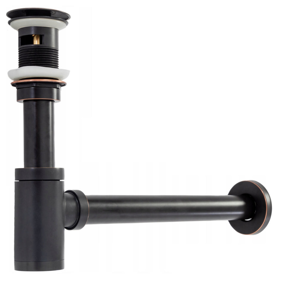 Unslotted Click-Clack Old Retro Black Sink Drain + Waste Bottle Basin Trap Set