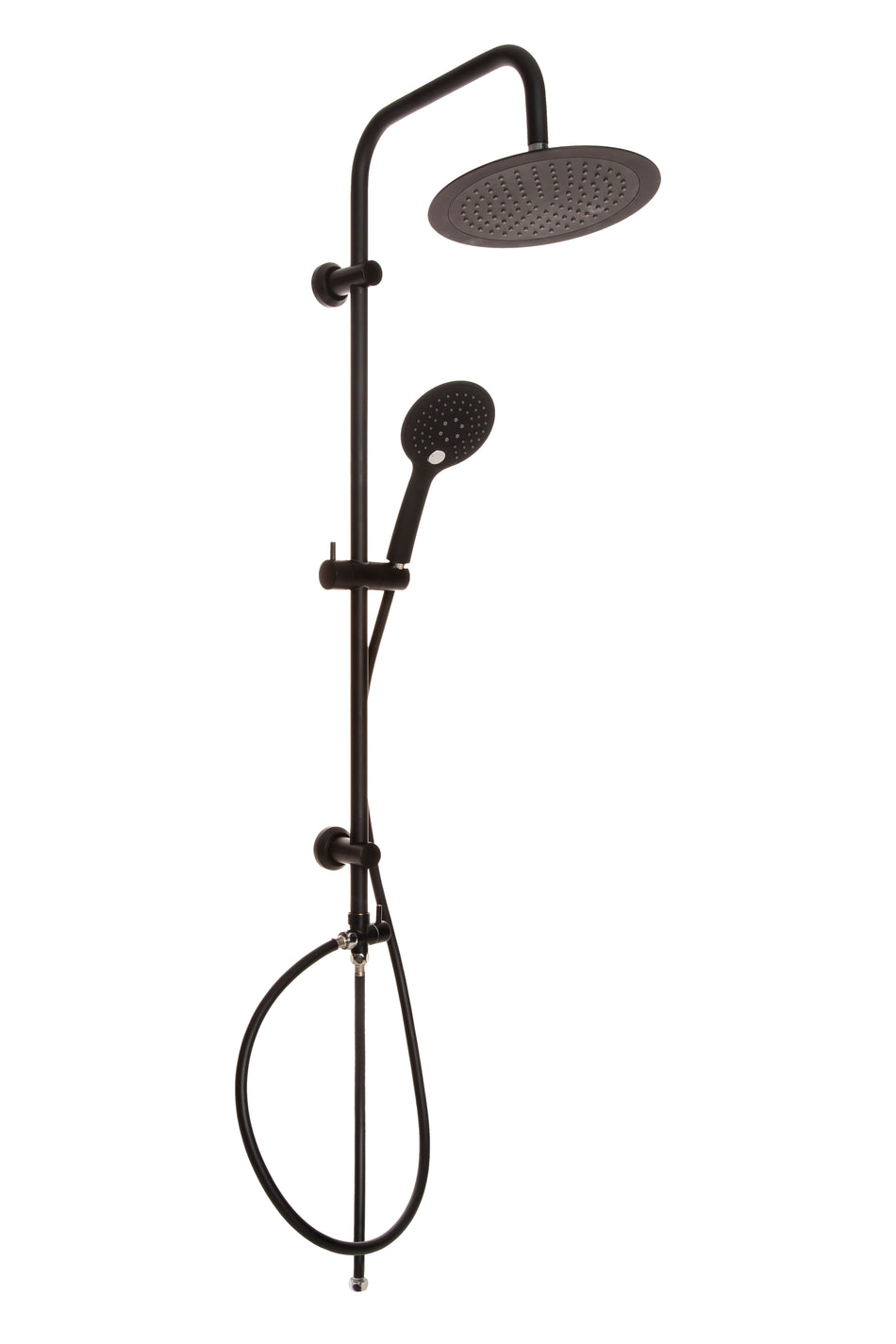 Black Manual Shower Column 3-function Showerhead with Round Sliding Rainfall