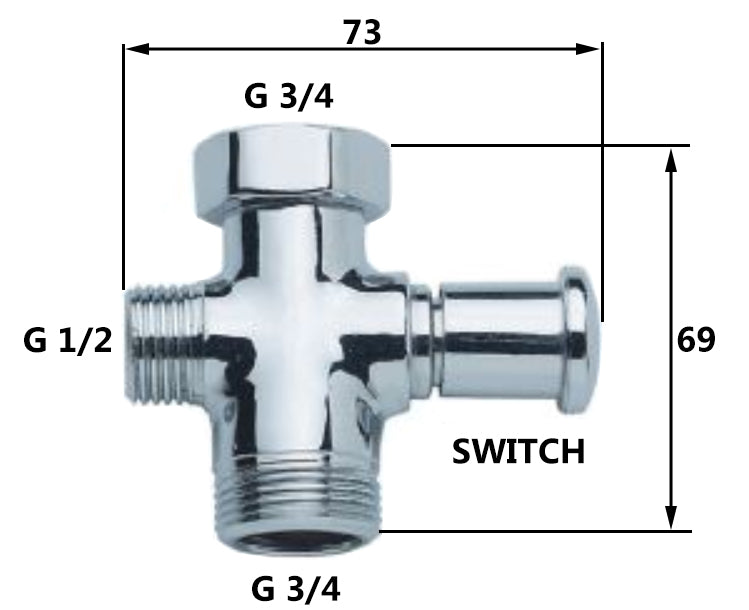 Bath Tap Spout/Shower Hose Switch Chrome Plated Replacement Faucet Part