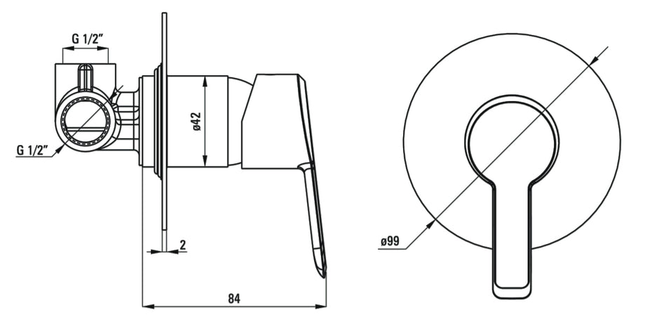 Bathroom Concealed Shower Tap Single Handle Faucet Matte Black Galvanised Brass
