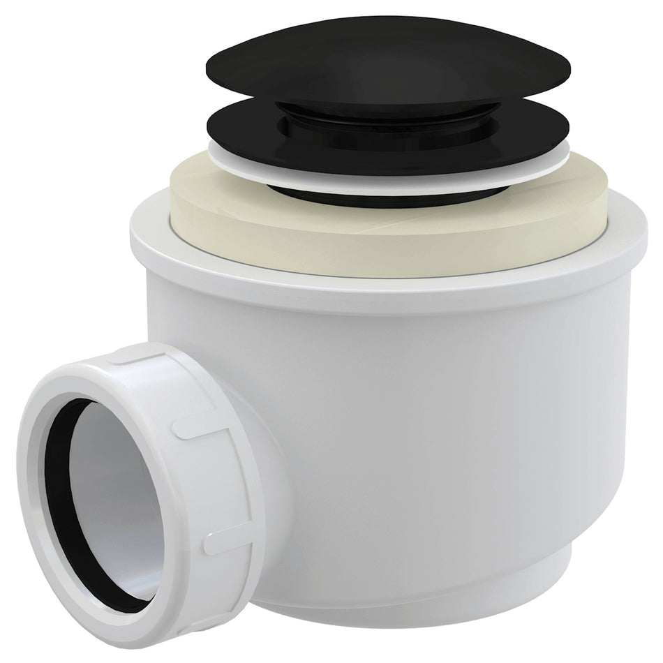 Matte Black Bathroom Shower Tray Drain Click-Clack Waste Trap Water Outlet