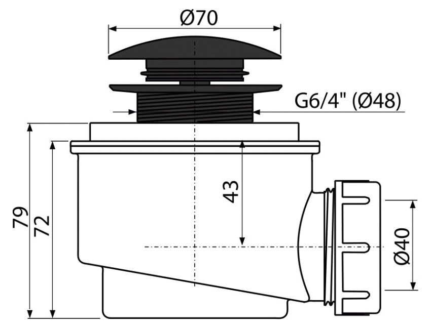 Matte Black Bathroom Shower Tray Drain Click-Clack Waste Trap Water Outlet