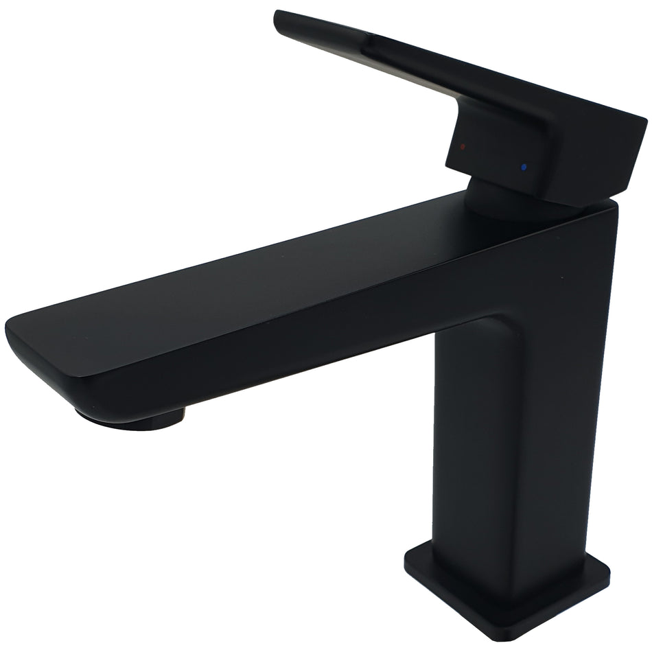 Black Bathroom Sink Elegant Standing Rectangle Shaped Mixer Tap Single Lever Tap