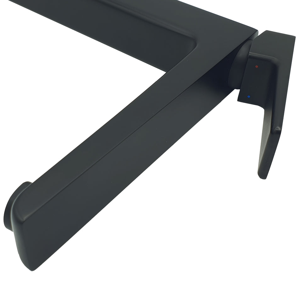 Tall Black Bathroom Sink Standing Rectangle Shaped Mixer Tap Single Lever Tap