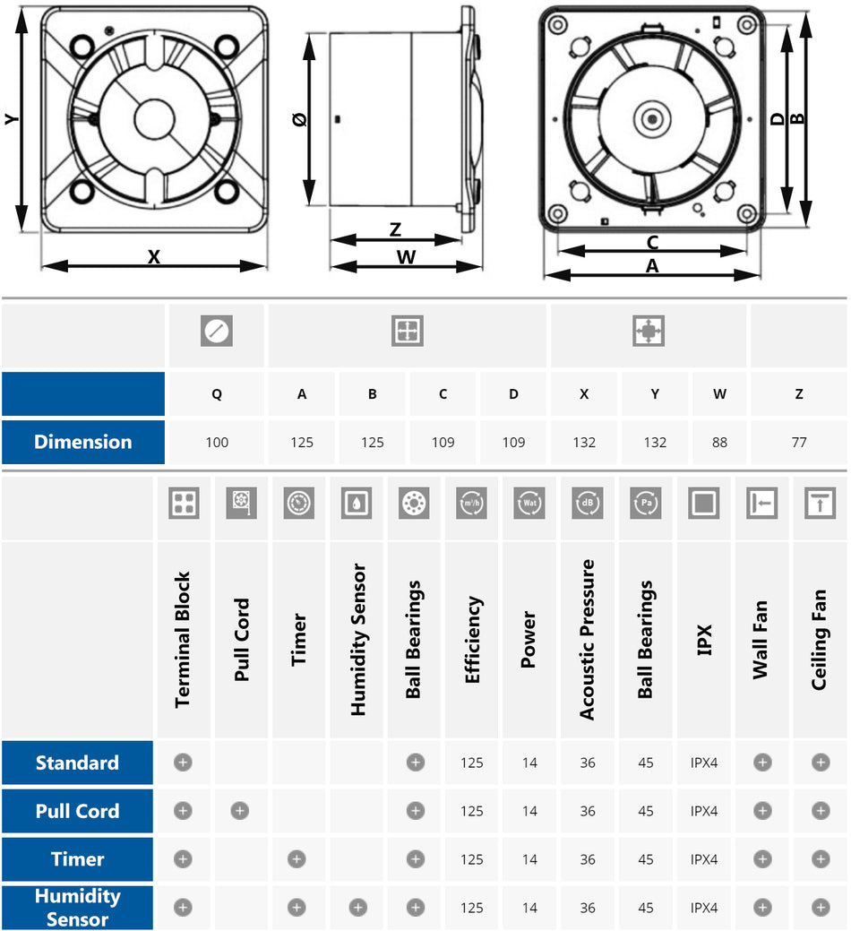 100mm Timer Extractor Fan Ecru ABS Front Panel ESCUDO Wall Ceiling Ventilation