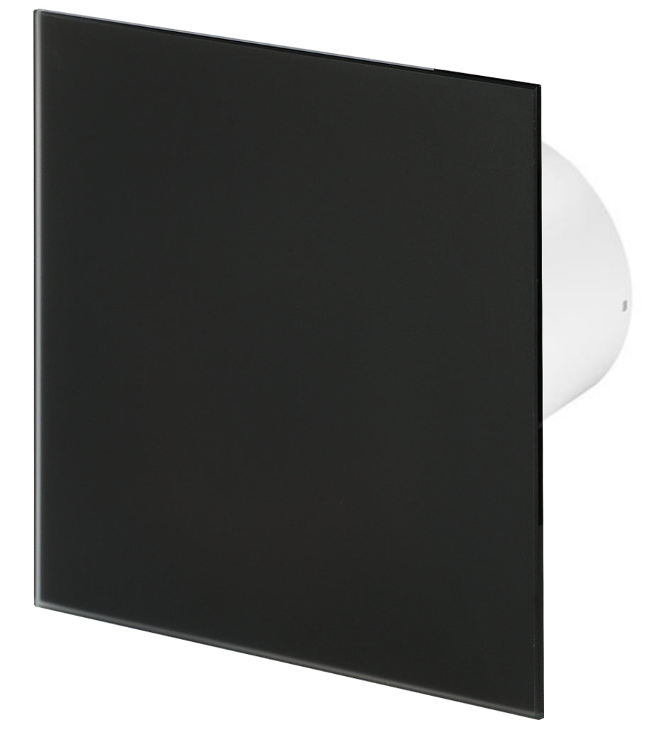125mm  Humidity Sensor Extractor Fan Matte Black Glass  Front Panel TRAX Wall Ceiling Ventilation