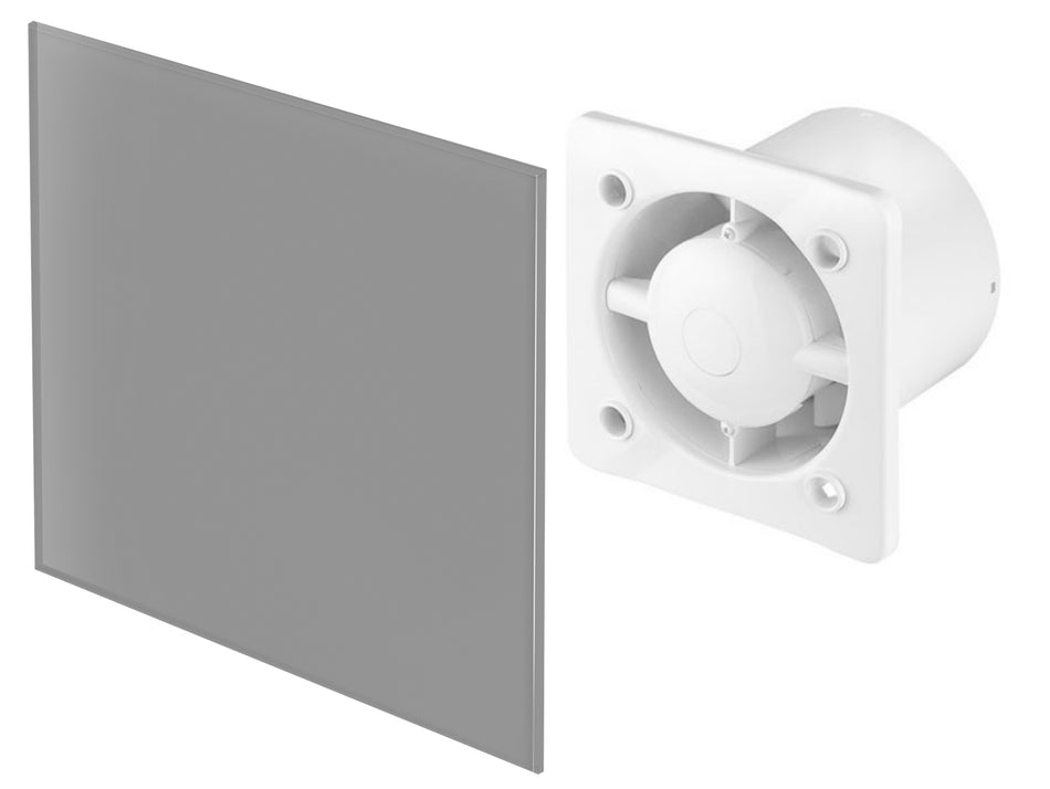125mm  Humidity Sensor Extractor Fan Matte Grey Glass  Front Panel TRAX Wall Ceiling Ventilation