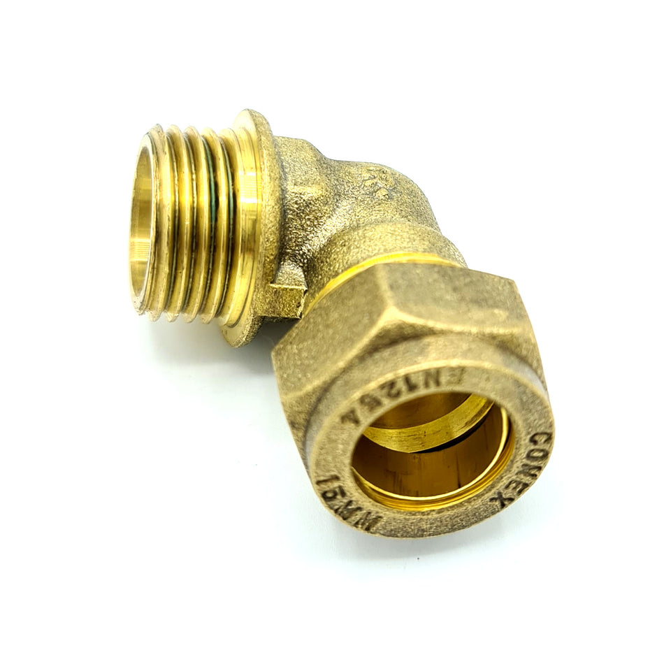 15mm x G1/2 Male Elbow Adaptor Brass Compression Fittings Straight Connector