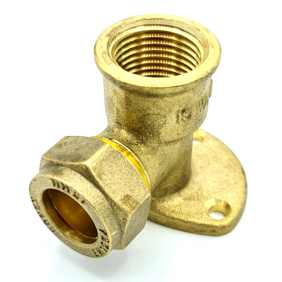 15mm x G1/2 Female Wallmounted Elbow Adaptor Brass Compression Fitting Connector
