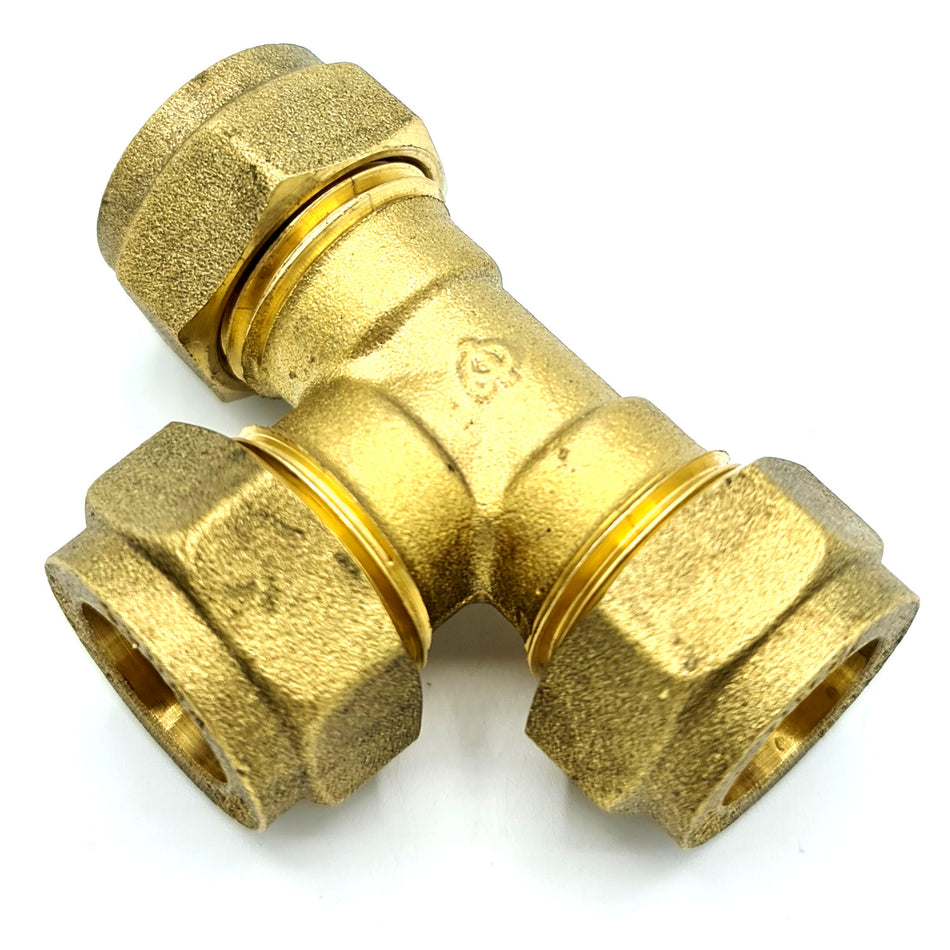 15mm Equal Tee Connection Adaptor Brass Compression Fittings Straight Connector