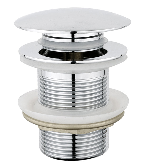 Chrome Plated Unslotted Click-Clack Waste Plug Basin Sink Drain Without Overflow