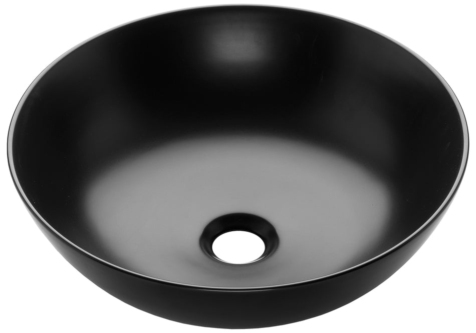 Round Black Ceramic Over Counter Washbasin Bathroom Table Top Basin