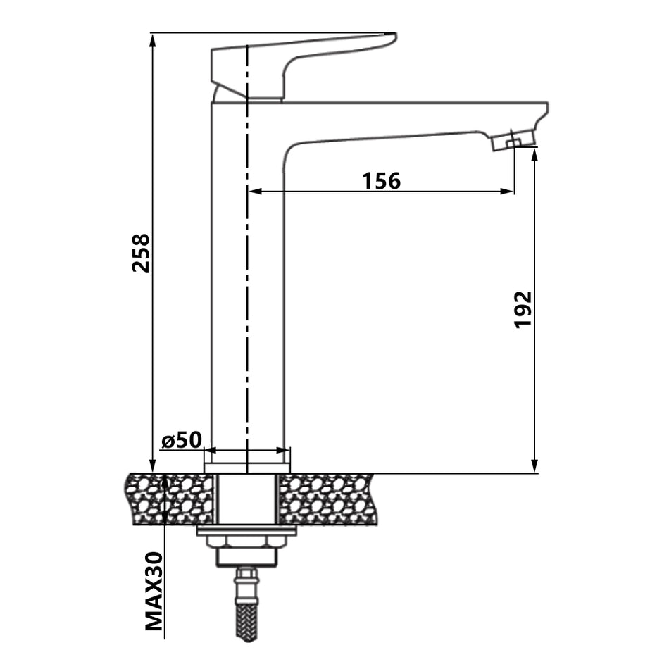 Tall Black Matte Bathroom Sink Faucet Elegant Basin Mixer Single Lever Tap
