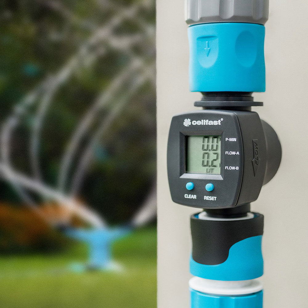 Water Measure Liter/Gallon Counter Garden Hose Water Flow Meter Quick Connection LCD ...