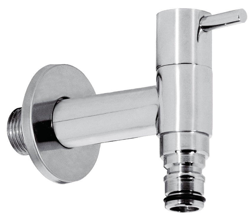 Garden Tap with Hose Quick Connection Modern Looking Cold Water Chrome Plated