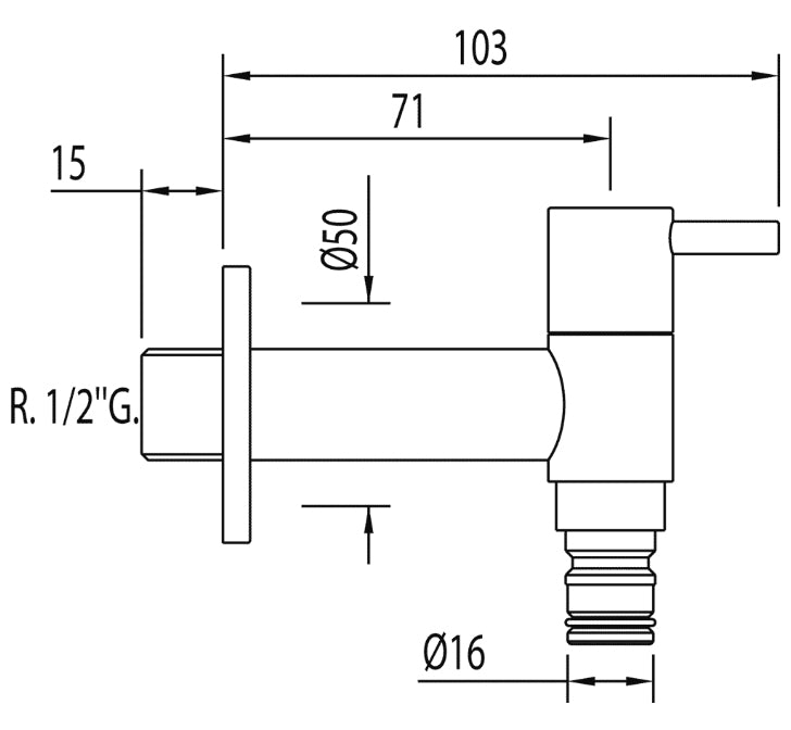 Garden Tap with Hose Quick Connection Modern Looking Cold Water Chrome Plated